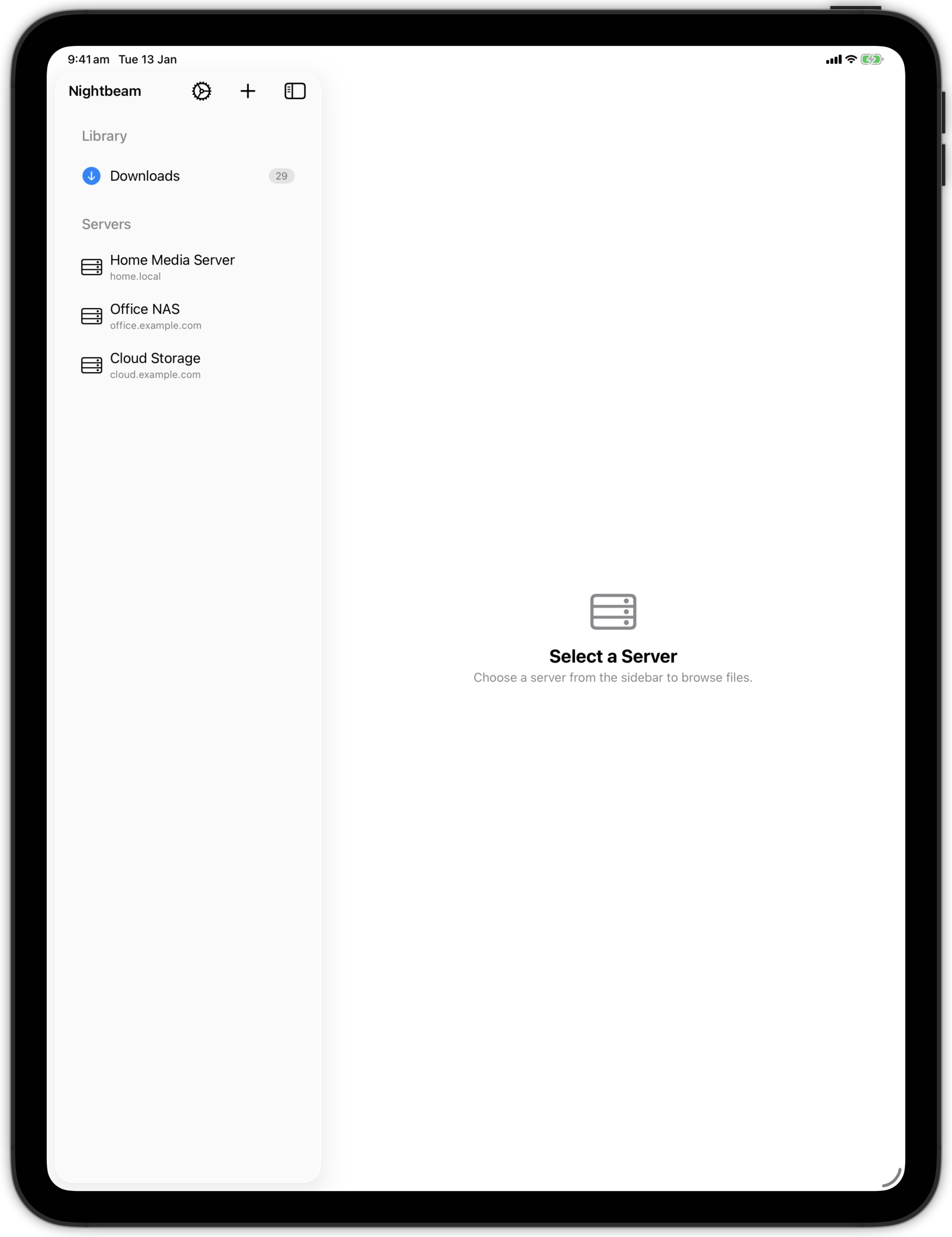 Server browser on iPad