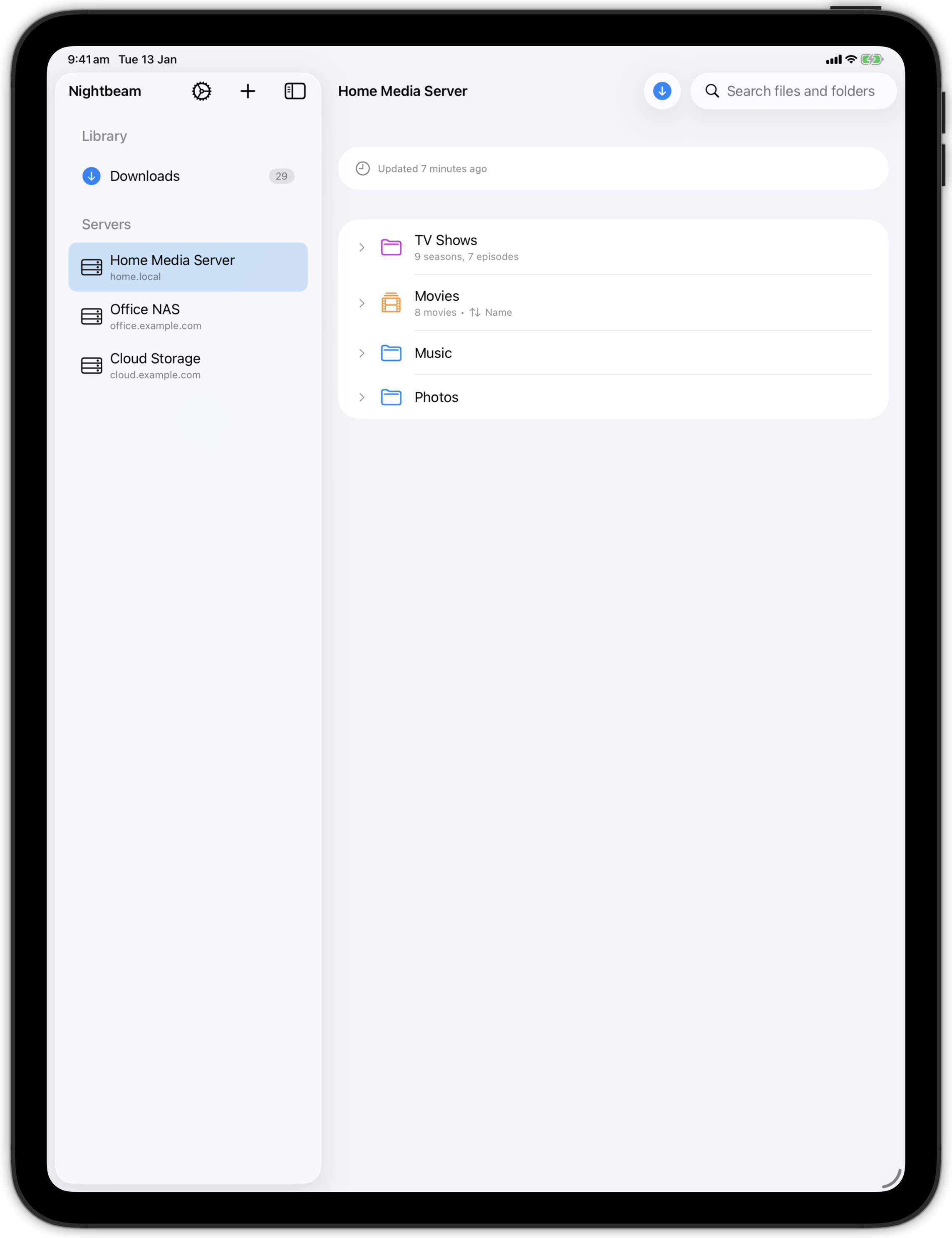 Folder browser on iPad