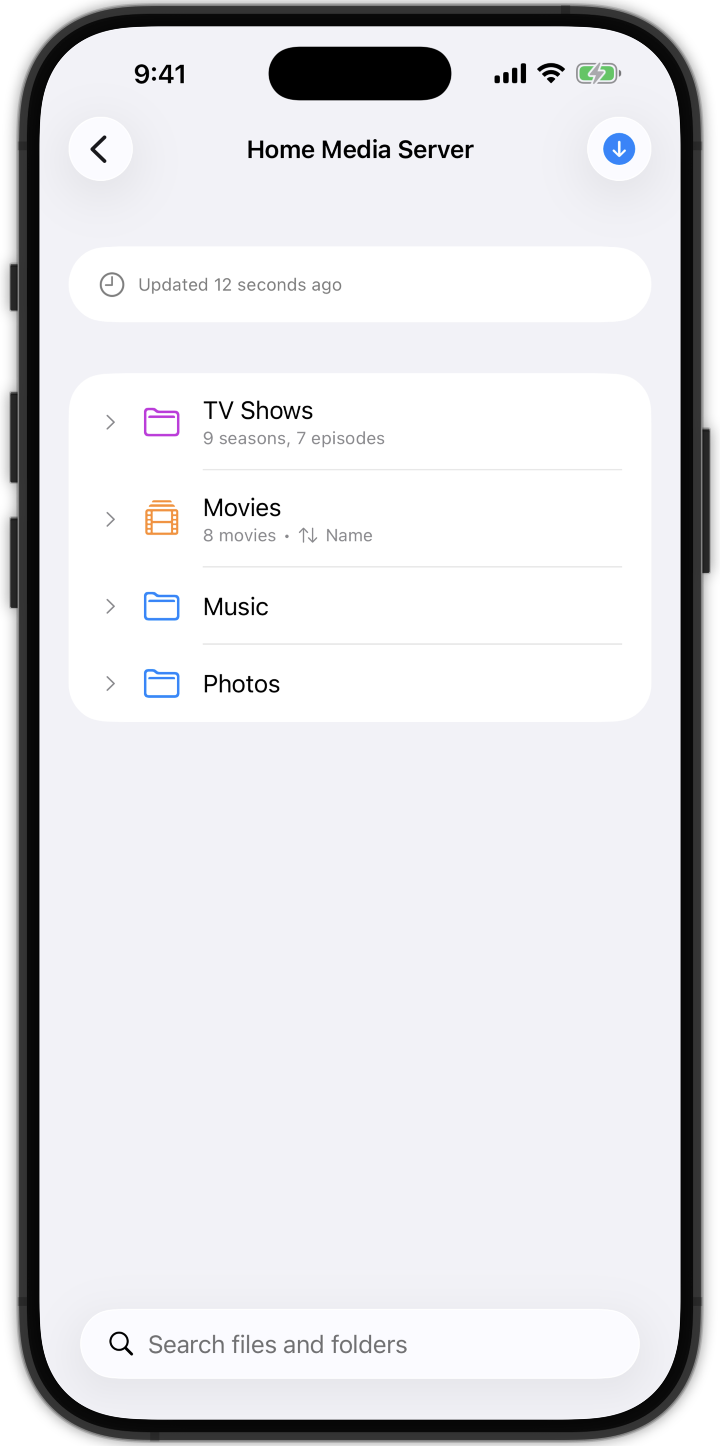 Folder browser on iPhone
